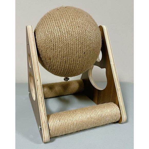 Wood Cat Kitten Rabbit Pet Scratching Post Scratcher Sisal Ball Toy Furniture 🐈 - Picture 4 of 4